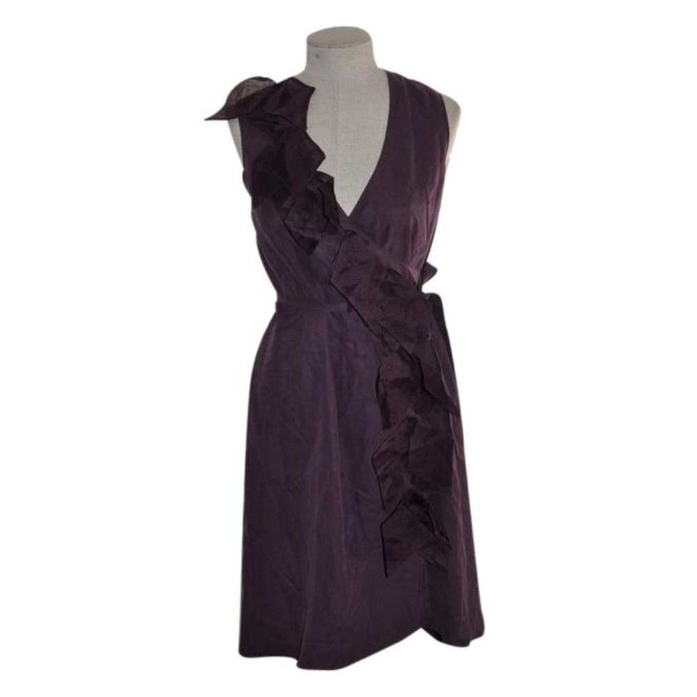 TUSALE New KENNETH COLE Aubergine Silk Wrap Dress - Picture 1 of 8